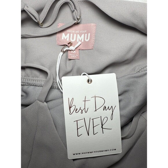 SHOW ME YOUR MUMU Faith Maxi Dress Dove Gray Chiffon‎ SIZE MEDIUM NWT - Picture 3 of 9